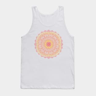 Round gradient mandala on white isolated background. Vector boho mandala pink colors. Mandala with floral patterns. Yoga template Tank Top